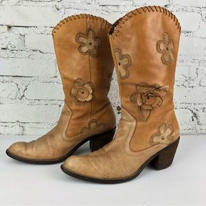 Vintage Floral 3D Appliqué Cowboy Boots